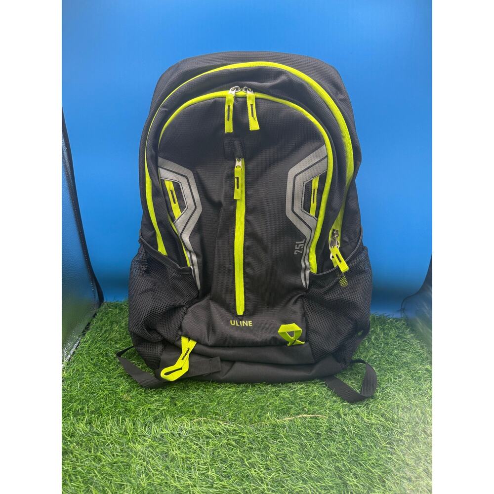 Uline 25L Sport Backpack – Black & Neon Lime - 20” Long